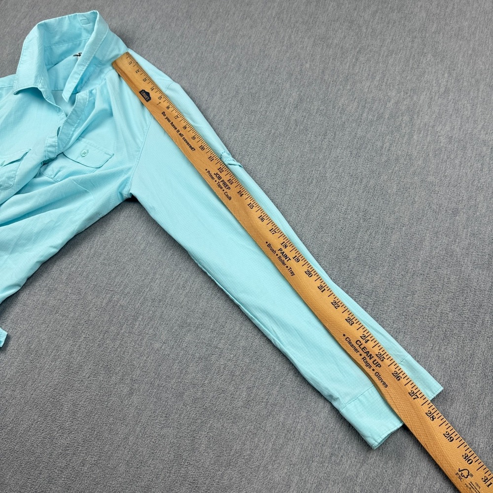 Columbia Shirt Womens Medium Blue Long Sleeves Fishing Sun Protection Button Up - Picture 9 of 12